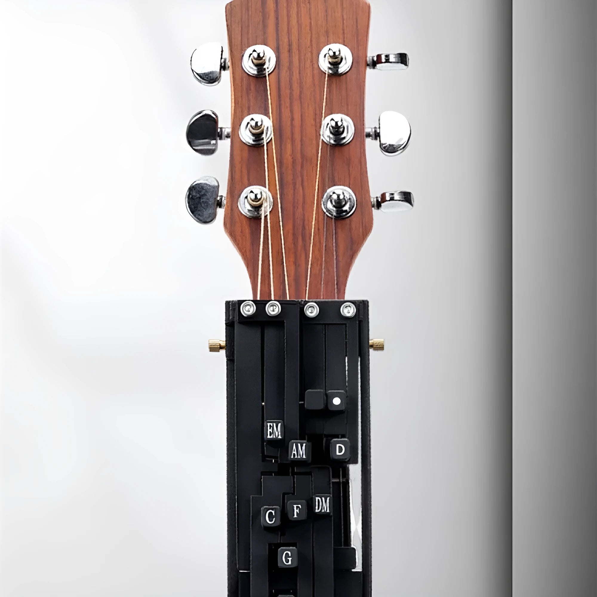 Black folk guitar chord practice device with automatic gear mechanism for beginner transitions
