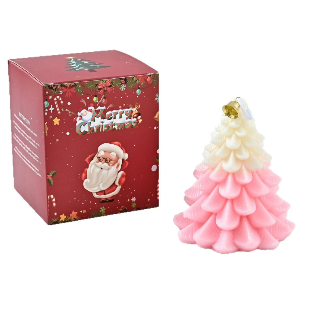 Christmas tree shaped soy mixed wax aromatherapy candle in green, hand-poured, festive home decoration