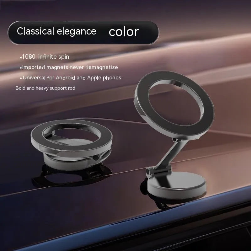 All-metal foldable magnetic car phone mount in Qian colour for dashboard mounting
