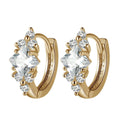 Geometric square zircon earrings for women in copper, gold colour option, 1.8 cm length