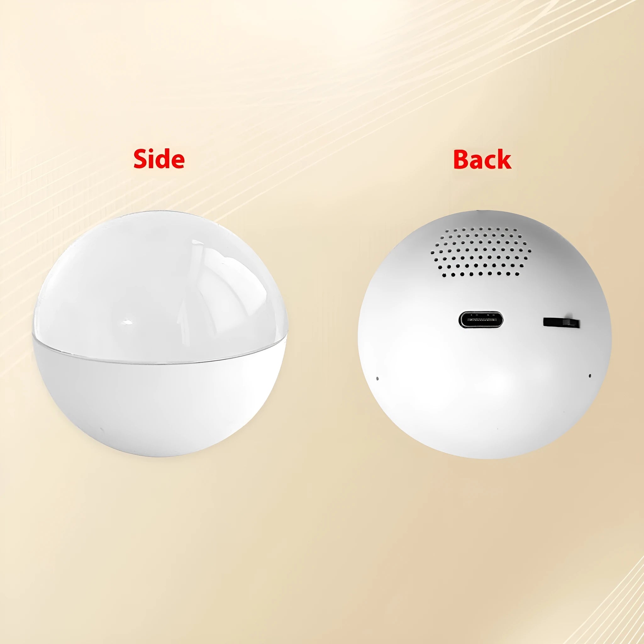 Compact electronic ball video player with a circular screen and central control dial