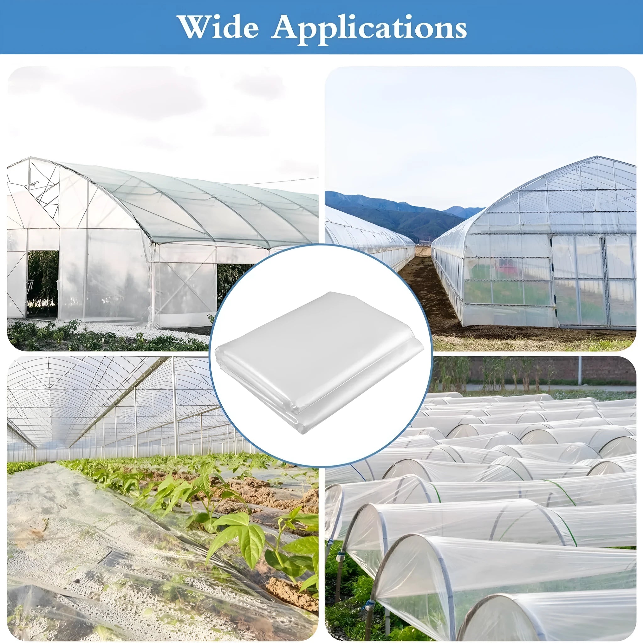 Plastic greenhouse film roll for vegetable shed insulation measuring 4 metres by 8 metres