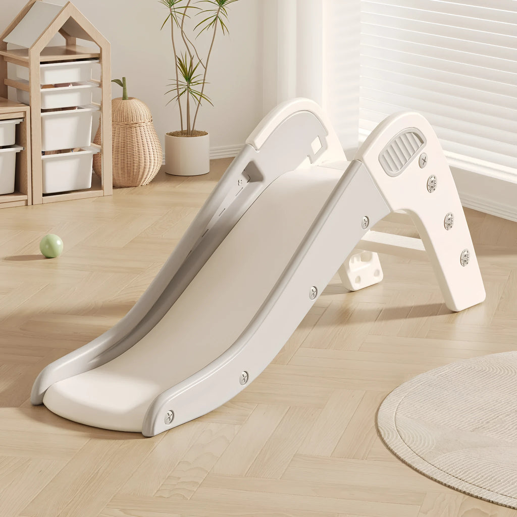Small plastic baby slide in blue, suitable for toddlers under three years old.