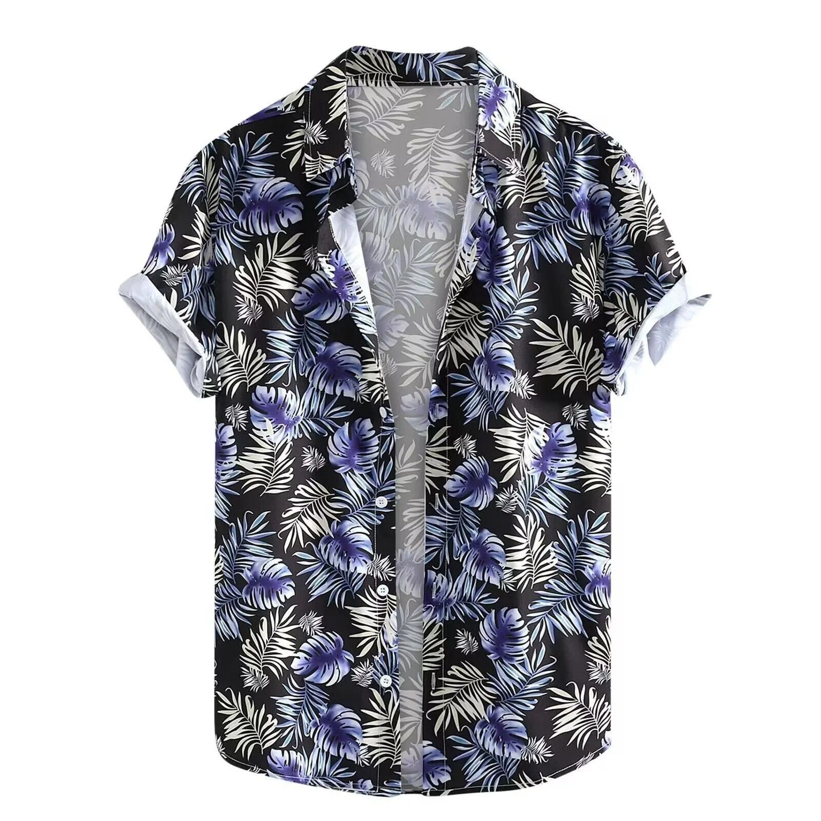 Men's Hawaiian summer shirt with 3D printed floral pattern in short sleeve cardigan style