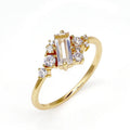 New white crystal blingbling women's ring with silver electroplated finish on white background