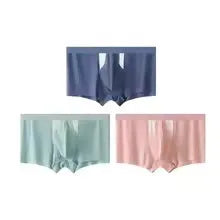 Men's black and grey ice silk double-layer underwear shorts showing the hole bag design for moisture separation.