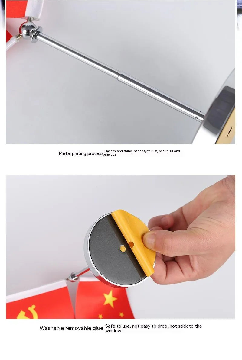 Telescopic rod car dashboard flag stand with adjustable height and multiple style options