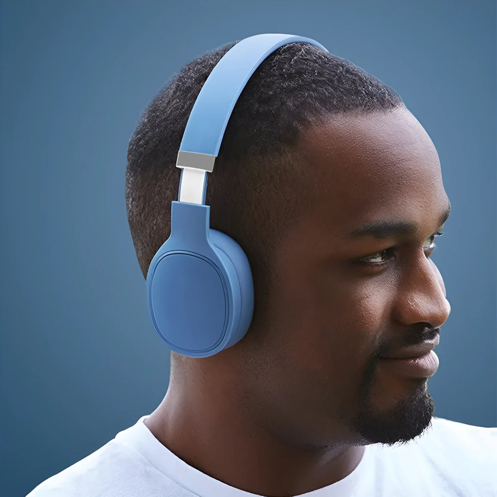 Wireless Bluetooth headset with long battery life in white colour option, head-mounted design