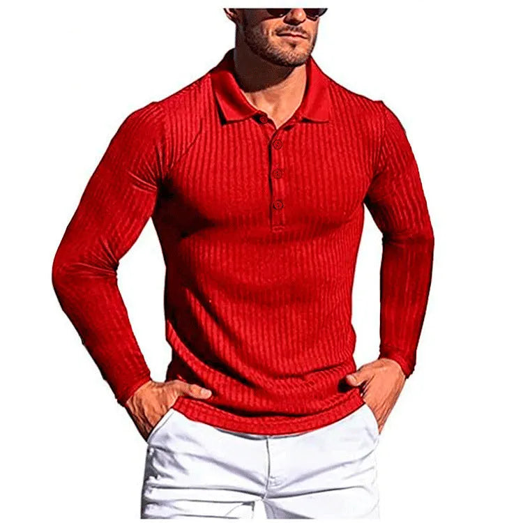 High elastic slim knit bottoming shirt in striped pattern with short sleeves and loose fit
