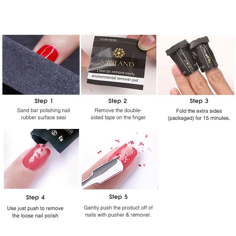 Nail Polish Remover Wraps 200PCS per Box Quick and Easy Gel Polish Removal Encapsulated Self-Contained Cotton for Builder Gel Led Gel Extension Glue 132mm x 53.5mm x 103mm Box Size Black