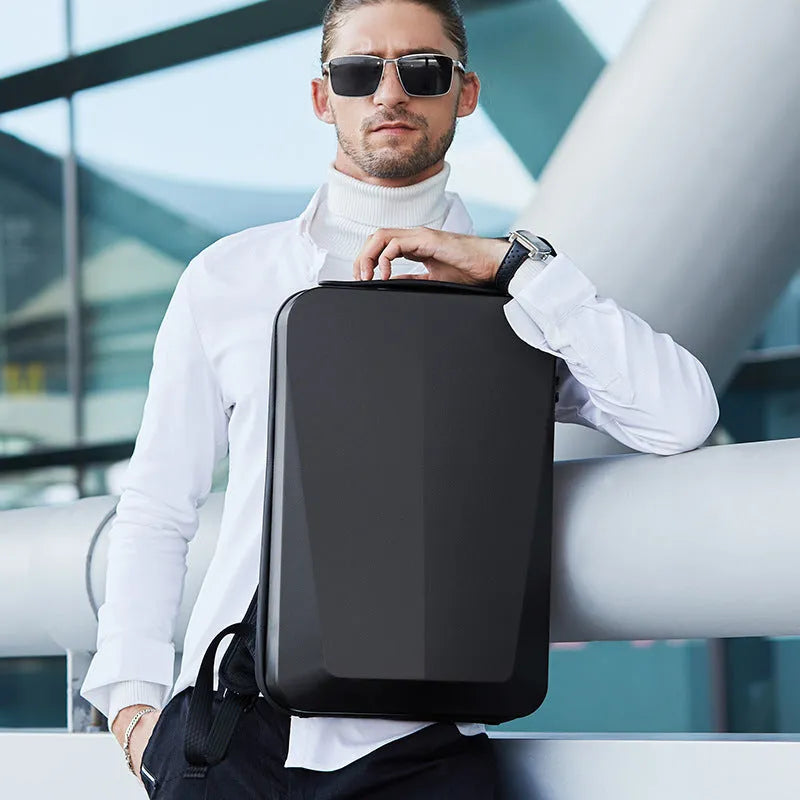 PC blister hard case computer bag with combination lock in silver, 45x30x8cm, business commuting style