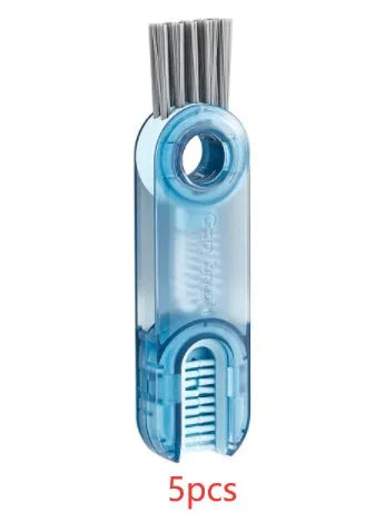 Transparent 3-in-1 multi-functional crevice cleaning brush with spiral head and bevel corner, 11.4 cm long