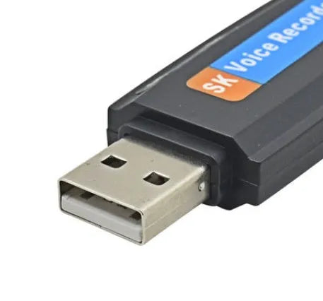 Black and white creative USB flash drive with voice card function on a plain background