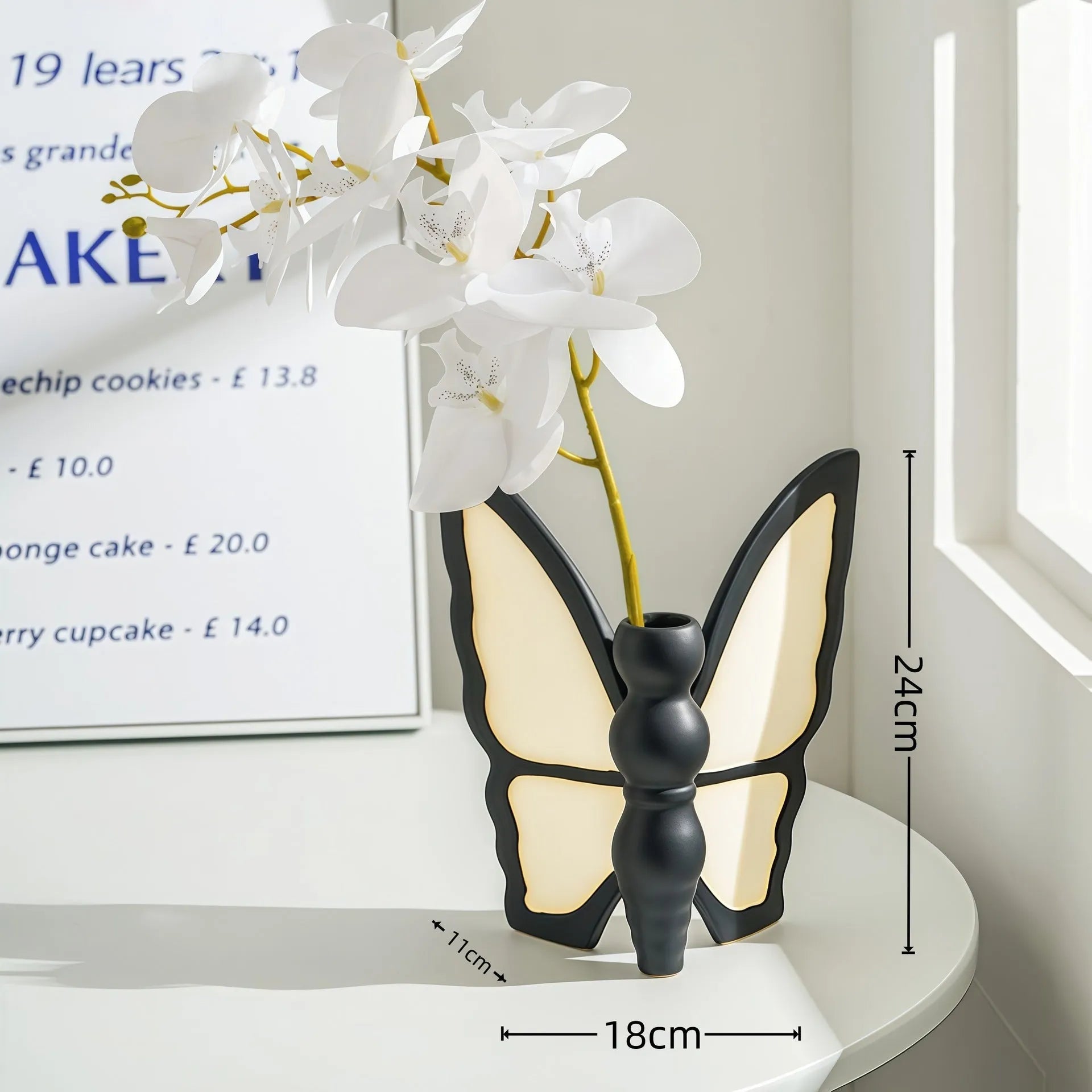 Ceramic butterfly vase and tissue box set with waterproof coating for living room