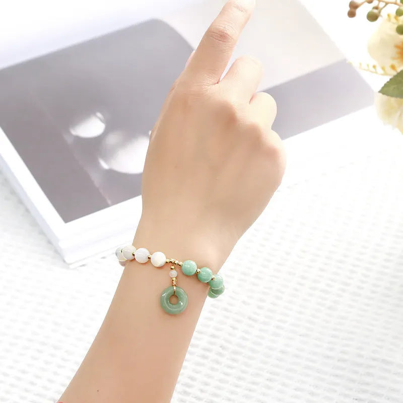 Natural Burma jade safety buckle bracelet blue copper 8mm for women