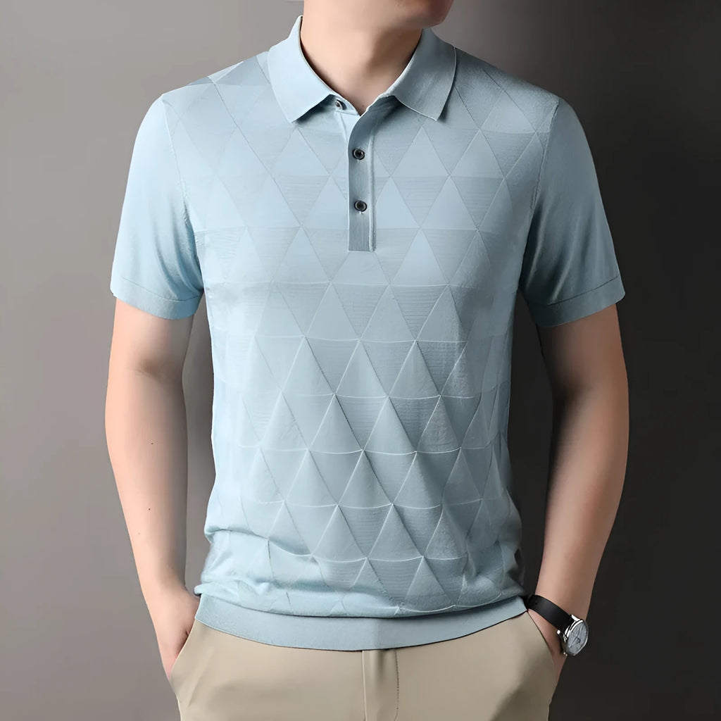 Men's thin ice silk short sleeve T-shirt in DX525 green colour showing regular fit