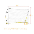 Portable yellow quick assembly football net for children training, size L, with goal frame and netting