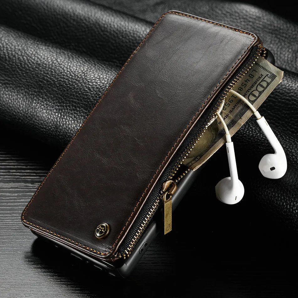 SAMSUNG Galaxy Note9 leather flip phone case in Black, Brown and Red colours