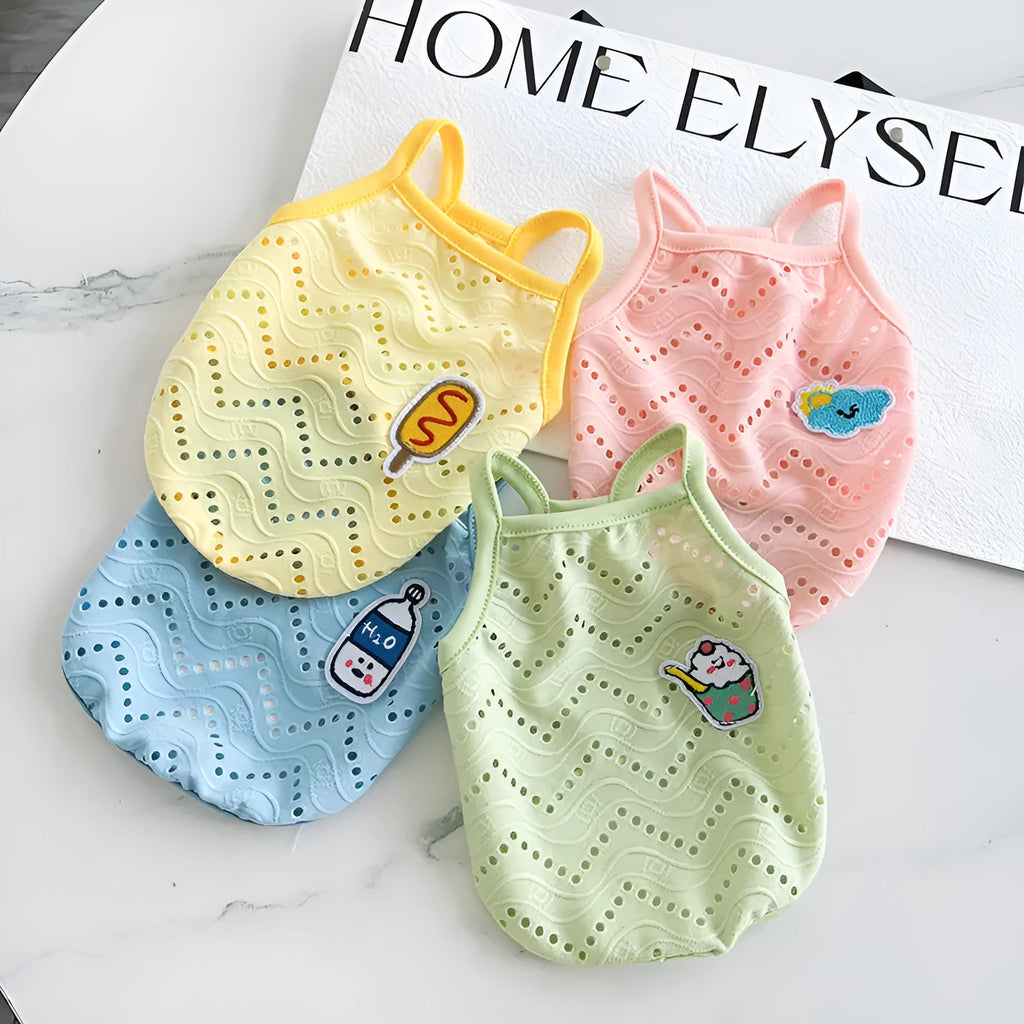 Cool mesh breathable strap pet vest for dogs and cats in blue colour option