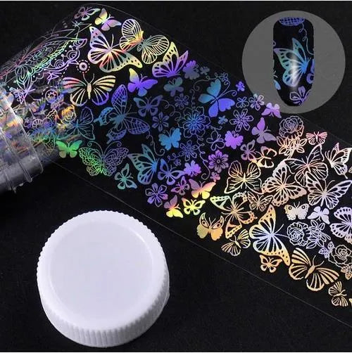 Nail sticker beauty products with 1 metre starry paper and 4 cm width in plastic bottle packaging