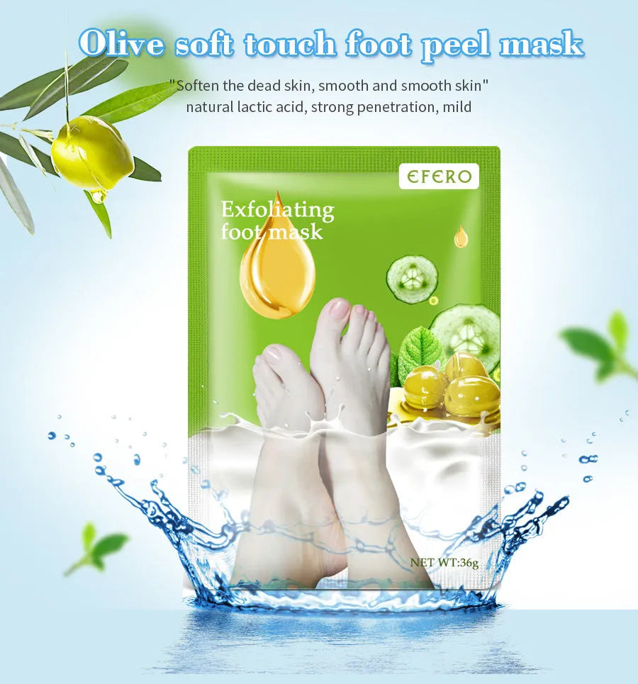 Exfoliating foot mask sachet for removing dead skin on heels and feet, 19x13x0.5cm