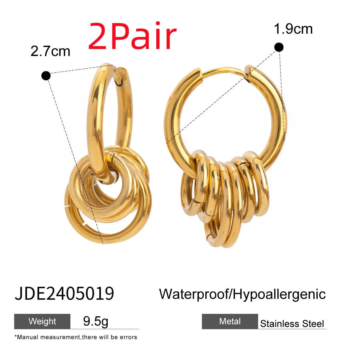 Stainless steel electroplated earrings in ins style with unisex design