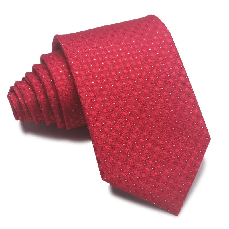 8cm wide polyester jacquard business tie with striped pattern in various colour options