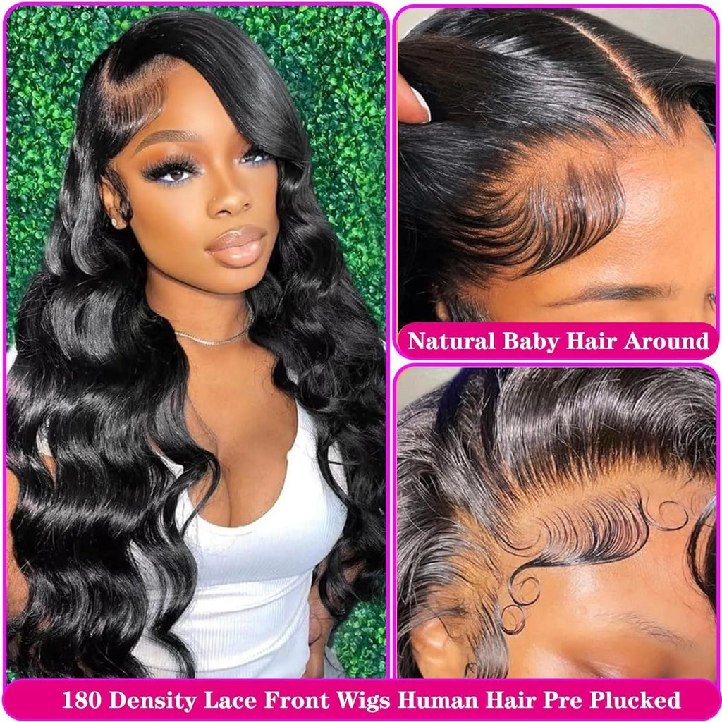 Black medium large wave full-head synthetic wig with curly hair texture