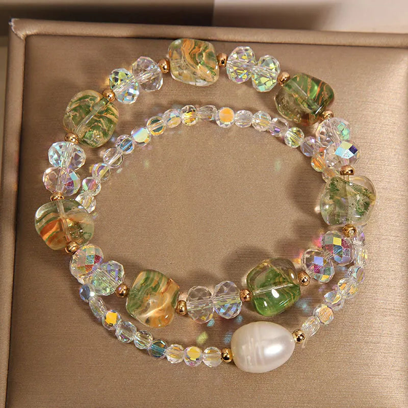 Women's crystal irregular stone bracelet with rhinestone accents available in purple colour