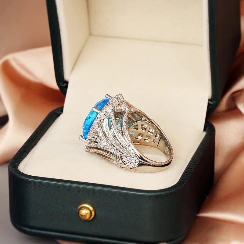 Italian Court retro hollow female ring in brass white steel with openwork design