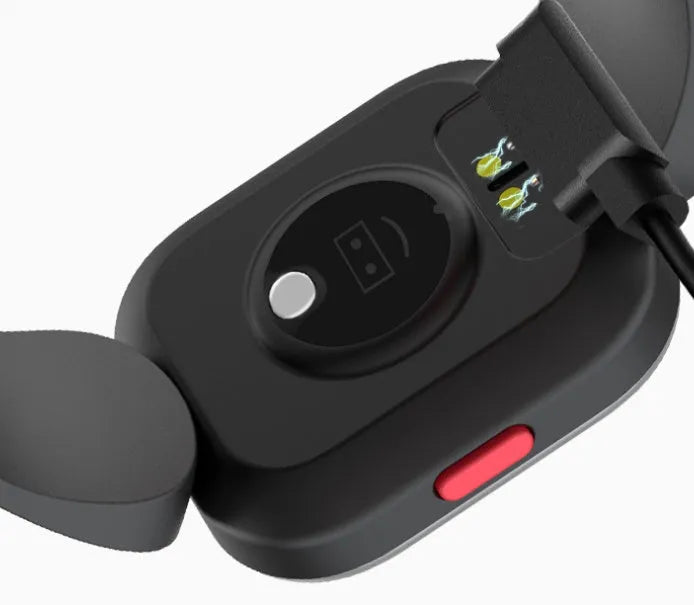 Blue H39T children's smartwatch with a black sports strap on a wrist, showing its 1.4-inch touchscreen.