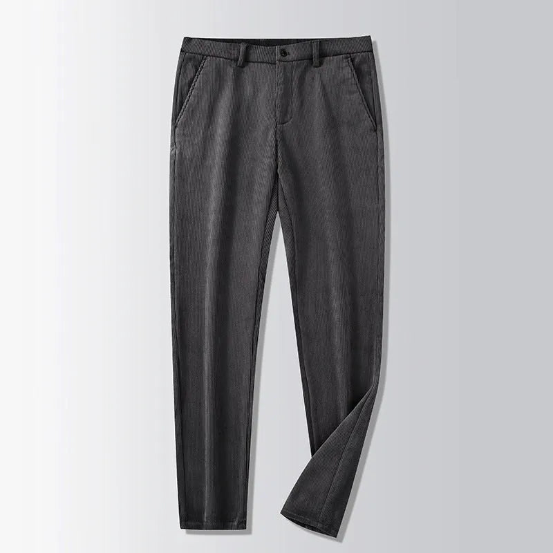 British retro striped trousers in chemical fibre blend with straight leg cut
