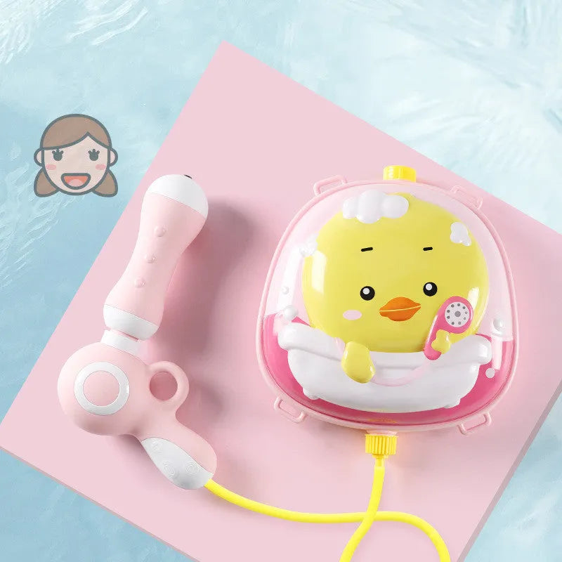 Cartoon animal backpack water gun in Duck Pink and Elephant Blue colours for outdoor play