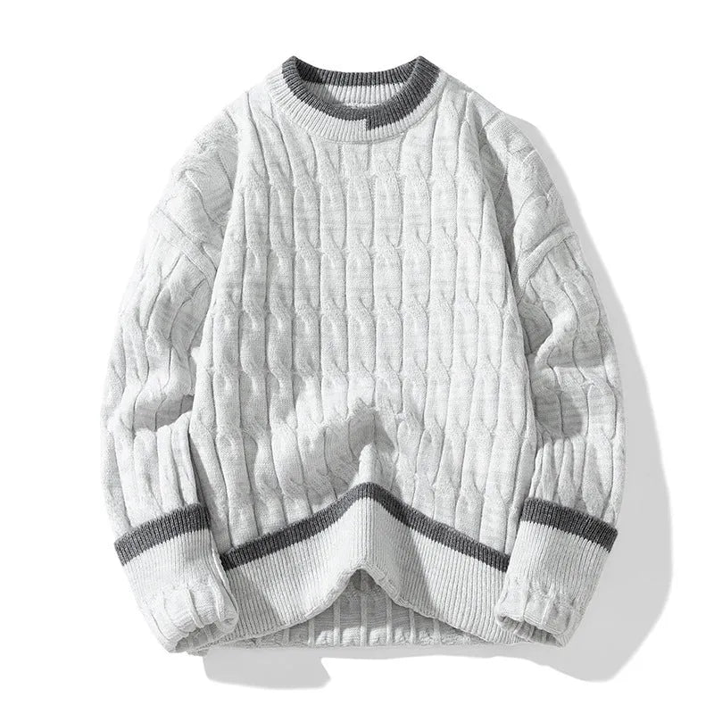 Men's loose fit two-piece modal acrylic sweater set in light blue colour