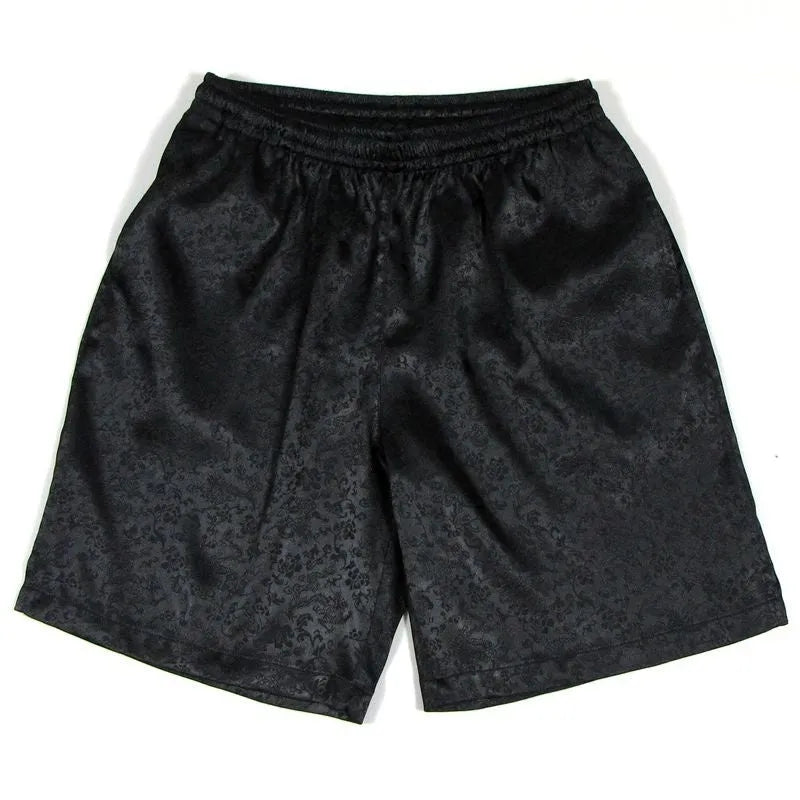 Men's black Tai Chi shorts with drawstring elastic waistband for martial arts practice