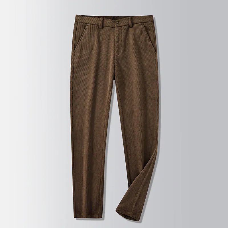 British retro striped trousers in chemical fibre blend with straight leg cut