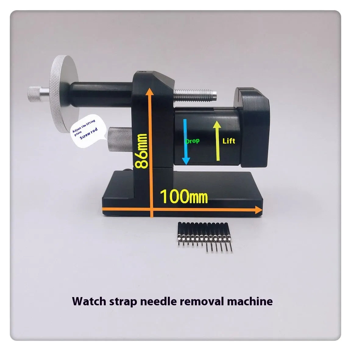 Alloy steel watch strap stripping machine for watch repair on a workbench