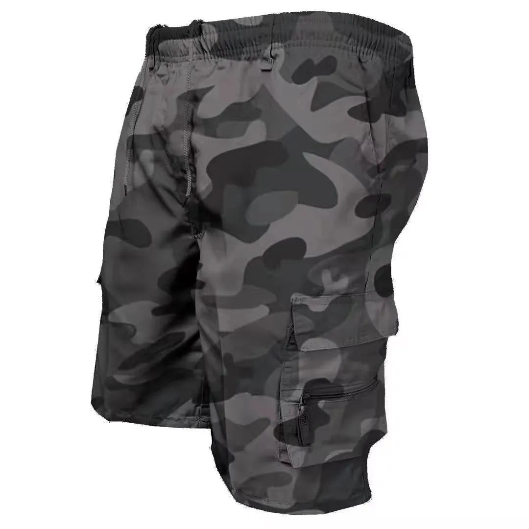 Men's cotton casual shorts with multiple pockets and drawstring waist in various colours