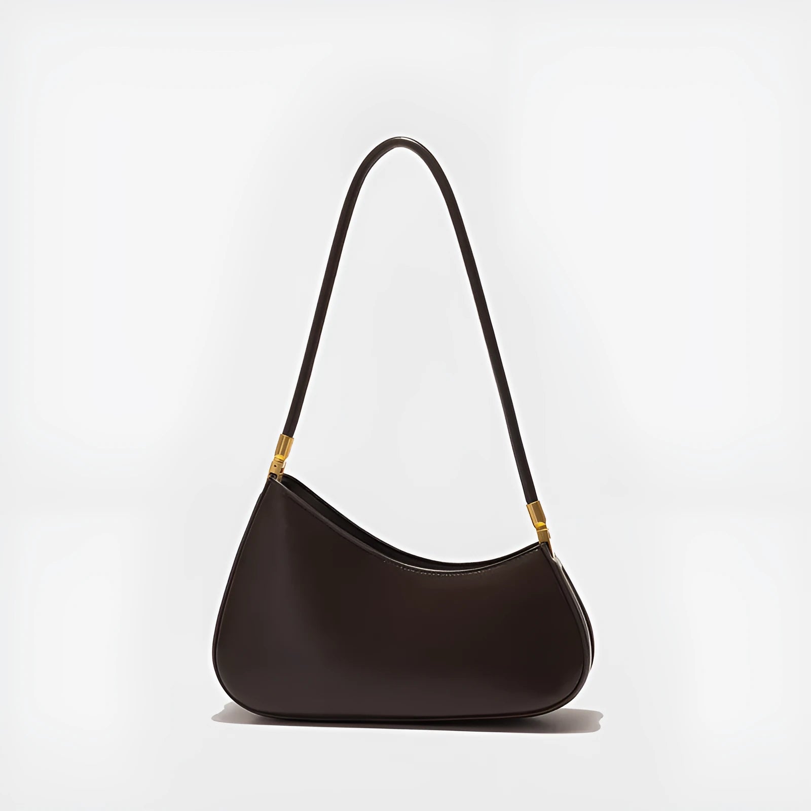 Women's retro oval underarm bag in PU leather with single shoulder strap and sandwich pockets