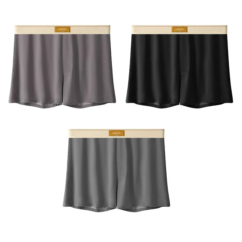 Men's solid colour loose Ice Silk underwear briefs on a neutral background