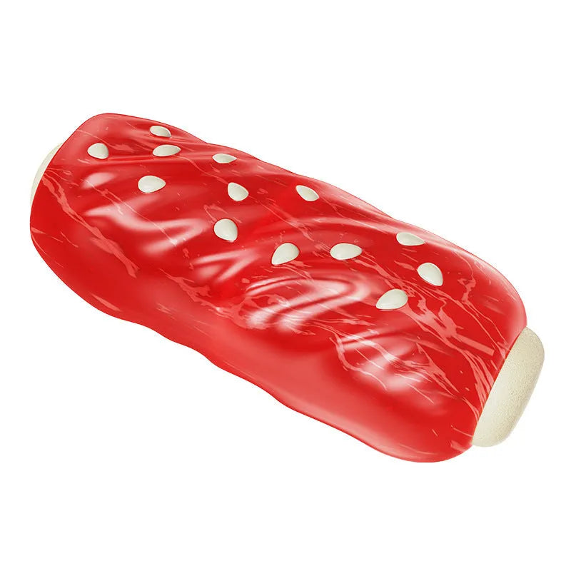 Primary coloured plastic dog toothbrush chew toy with textured molar rods containing glue-flavoured snacks