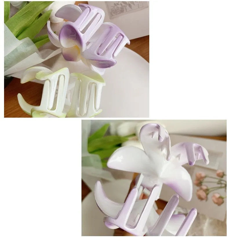 Muweordy plumeria hair clip in six colours plastic and resin floral claw clip for women