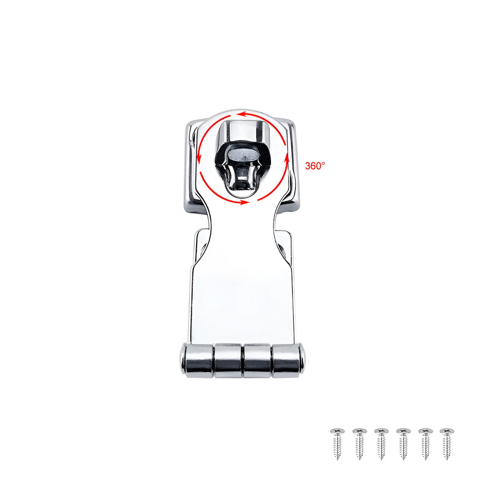 Silver marine-grade 304 stainless steel lock latch bolt with mirror finish for doors and cabinets