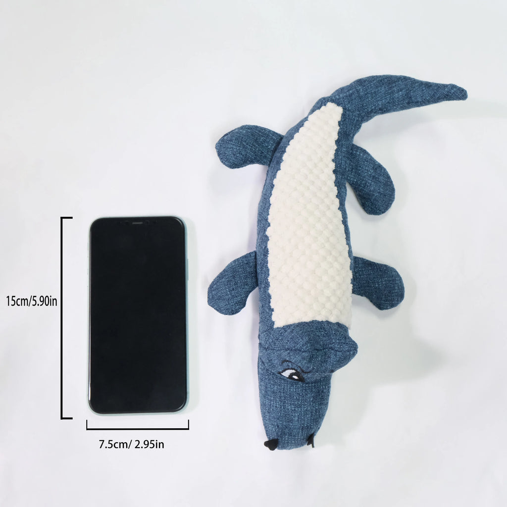 Pet plush toy with corn grid texture and biting sound feature in blue, green, or red colours for cats and dogs