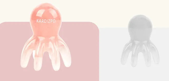 Pink octopus-shaped massage comb for facial meridian stimulation with storage bag
