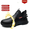 YD-926 black chef work shoes with high-cut design and anti-slip rubber soles