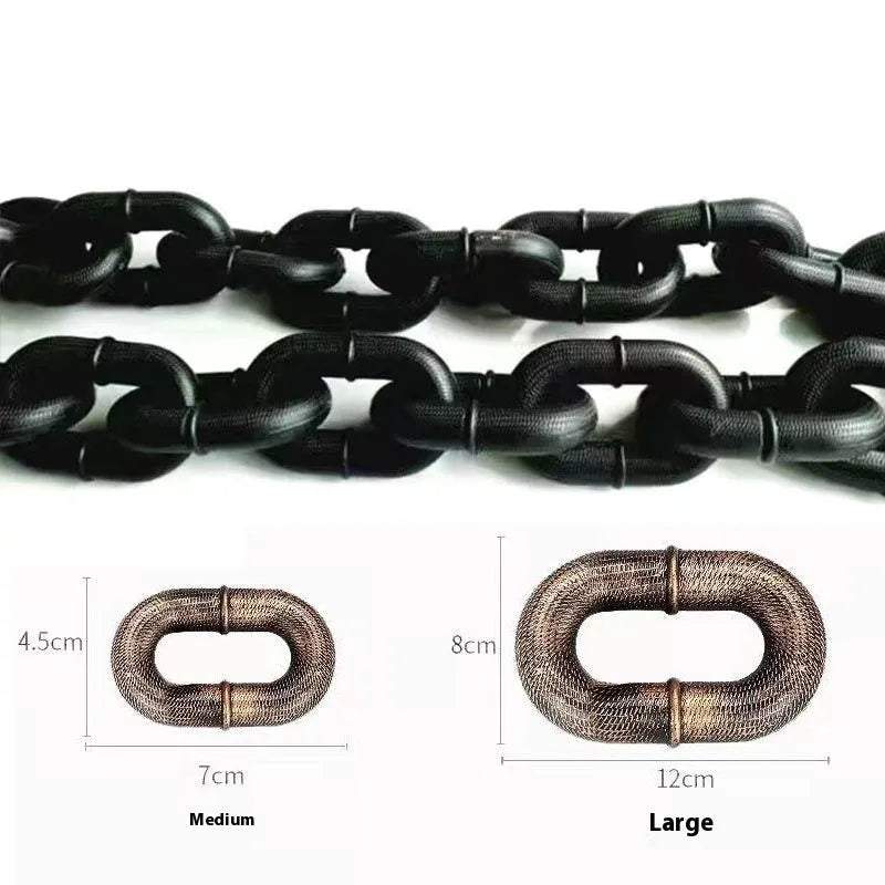 Simulation dog leash rope prop in antique silver, bronze, or black colour for video filming.