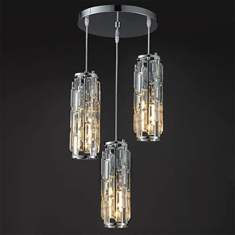 Industrial single head LED droplight with crystal design in black, gold, or chrome finish for bedside or aisle use.