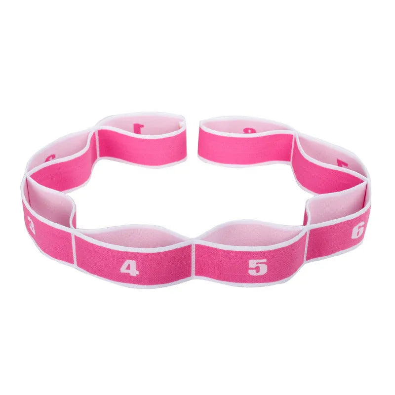 Latin dance stretch band nine-segment yoga elastic band 85cm nylon latex pink and black eight-grid pattern