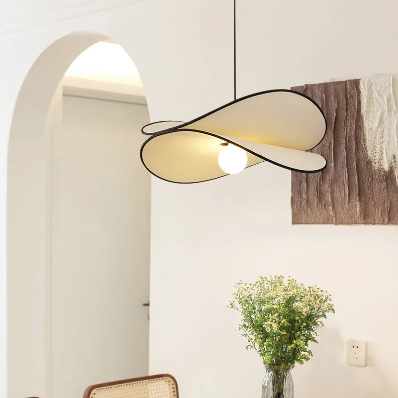 French style artistic chandelier pendant light with fabric potato chip shades in white